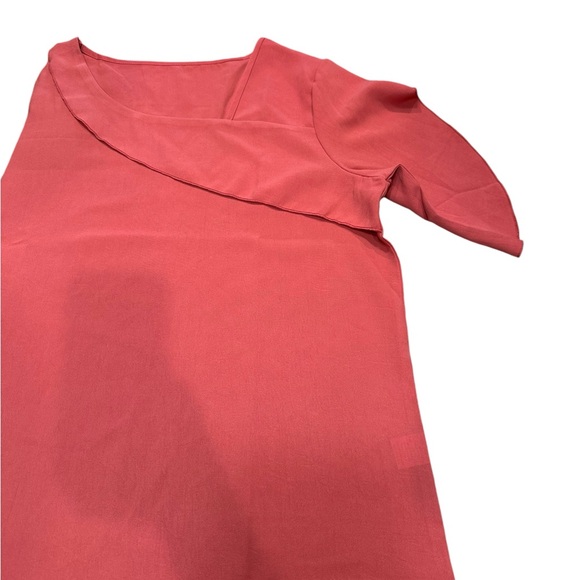 Rust Asymmetrical Swoop Collar Blouse - Picture 4 of 11